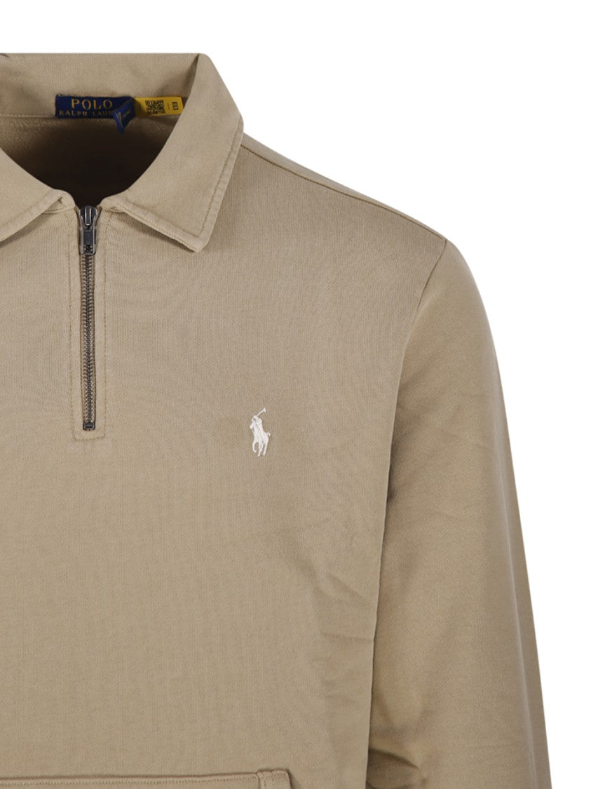 Polo Ralph Lauren Half-Zip Cotton Sweatshirt With Front Kangaroo Pocket