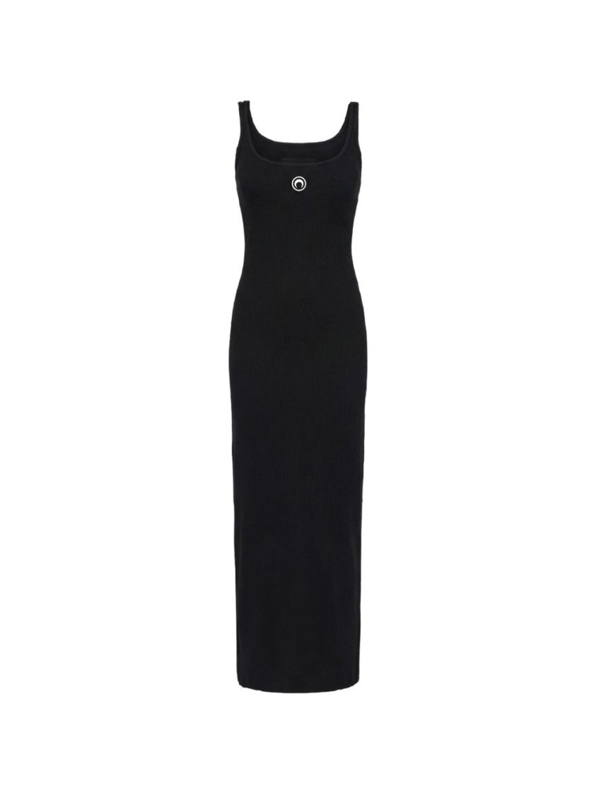 Marine Serre Ribbed Jersey Dress With Logo Detail