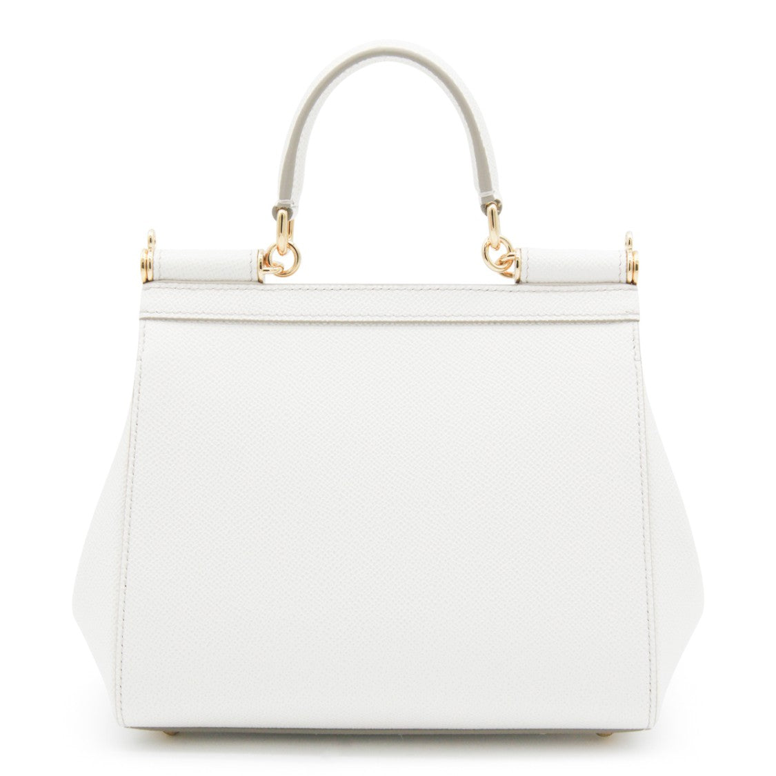 Dolce & Gabbana Sicily White Leather Top Handle Bag