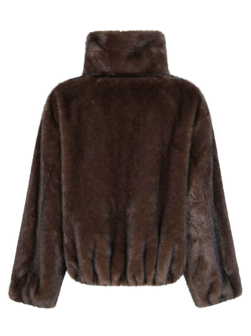 Parosh Faux Fur Zip Down Jacket