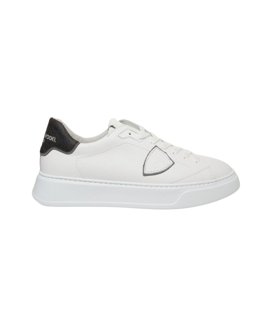 Philippe Model White Leather Sneakers With Contrasting Heel Detail