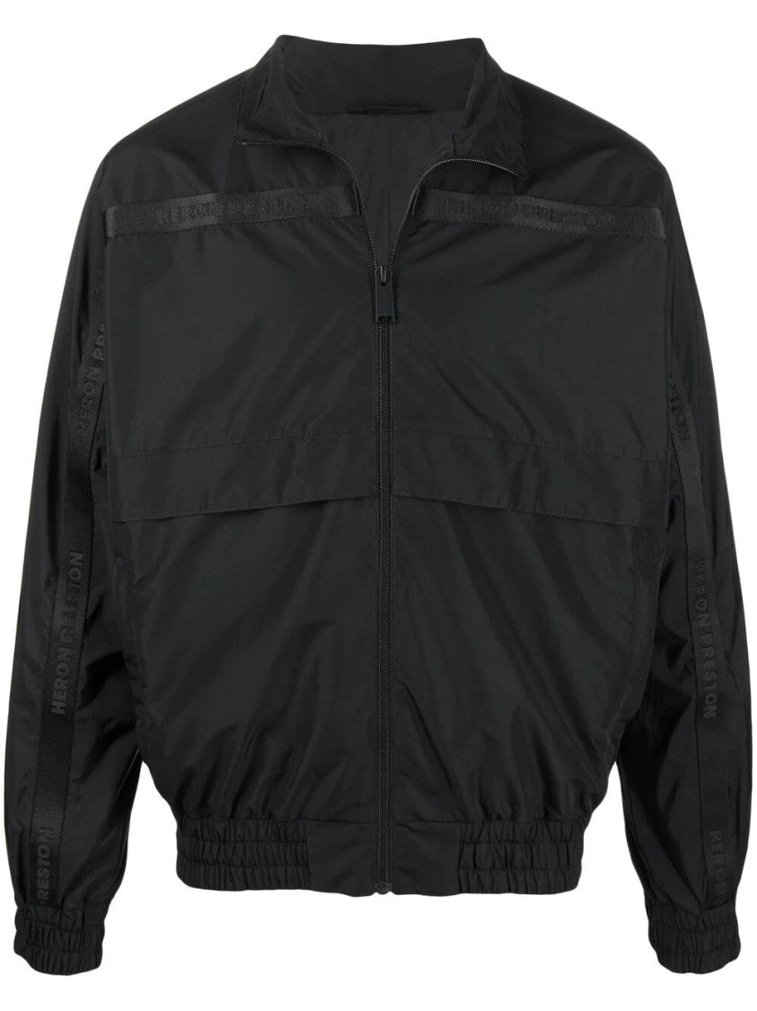 Heron Preston Black Lightweight Jacket With Zipper Closure And Elasticated Cuffs