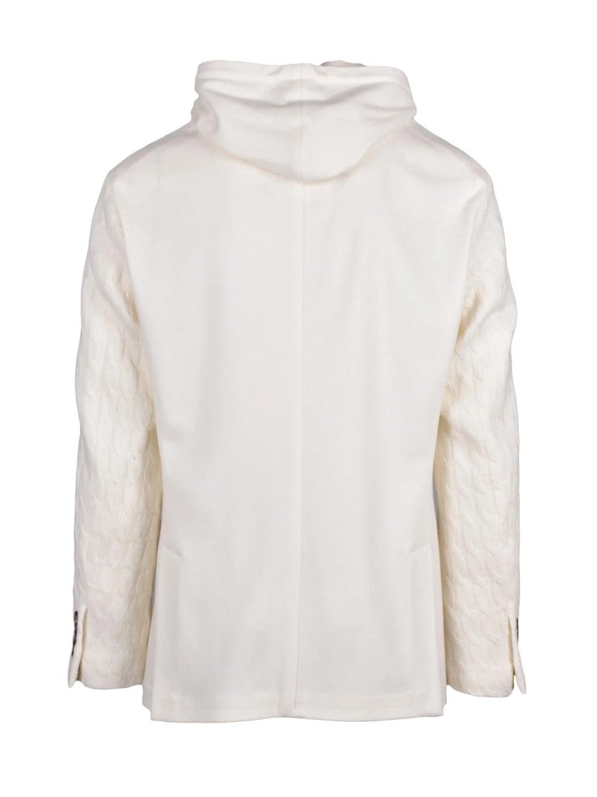 Eleventy Wool Cashmere Knit Blazer With Detachable Lapel