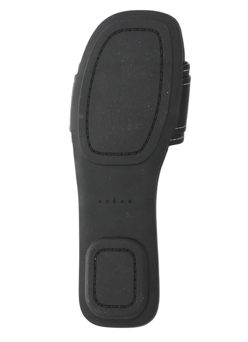 Hogan Black H685 Suede Mask Sandals