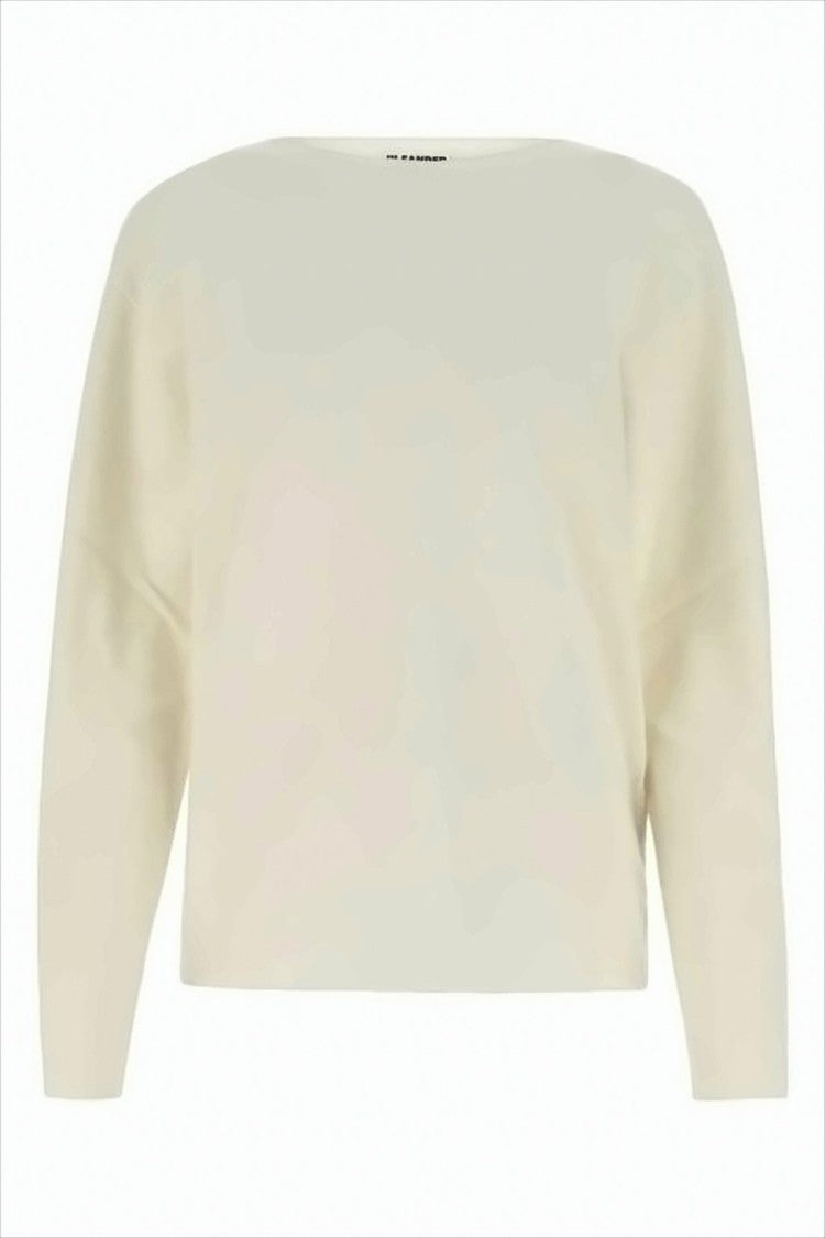 Jil Sander Boxy White Cashmere Sweater