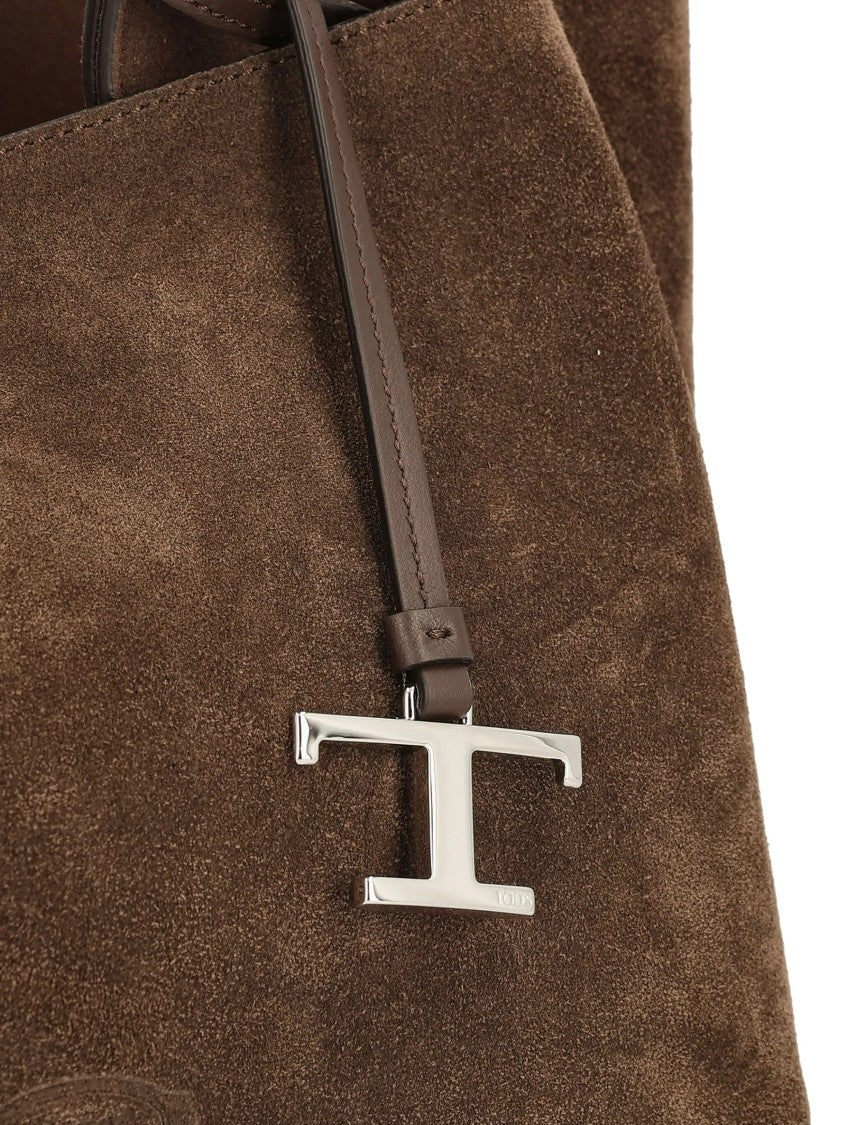 Tod's Brown Suede T-Charm Mini Handbag