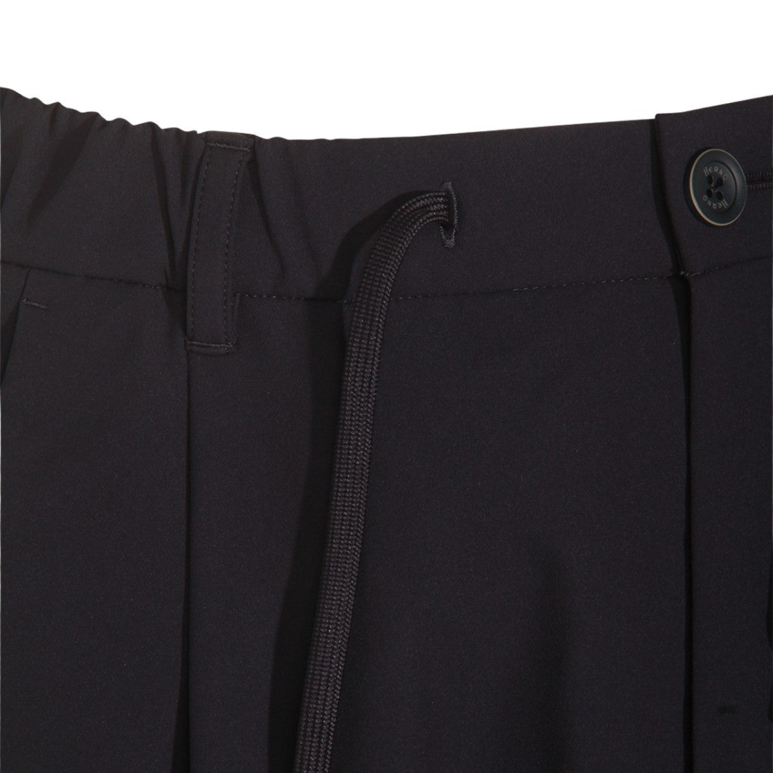 Herno Relaxed Fit Black Trousers With Tapered Leg And Button Closure