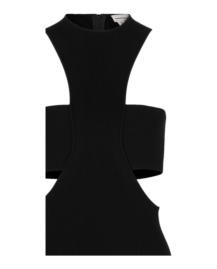 Alexander Mcqueen Slashed Midi Dress With Front Cutouts And Flared Hem