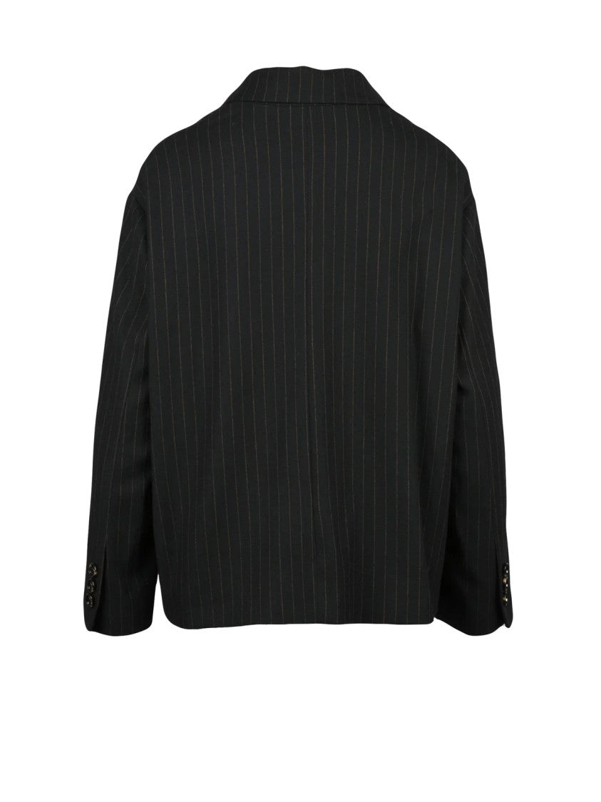 Merci.Live The Unexpected Black Viscose-Blend Double-Breasted Blazer