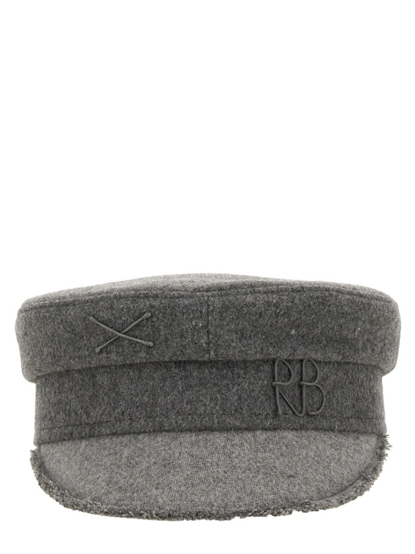 Ruslan Baginskiy Structured Grey Baker Boy Hat With Embellished Emblem