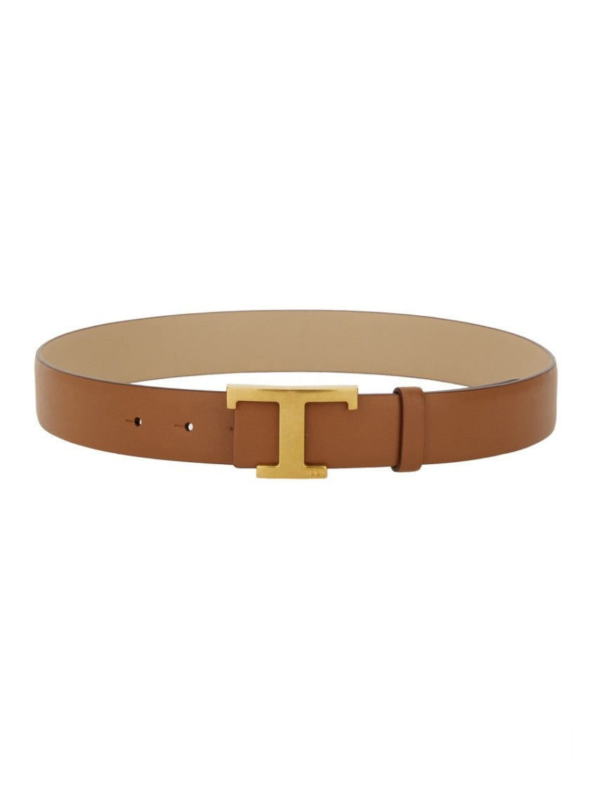 Tod's T Timeless Reversible Gold Clasp Belt