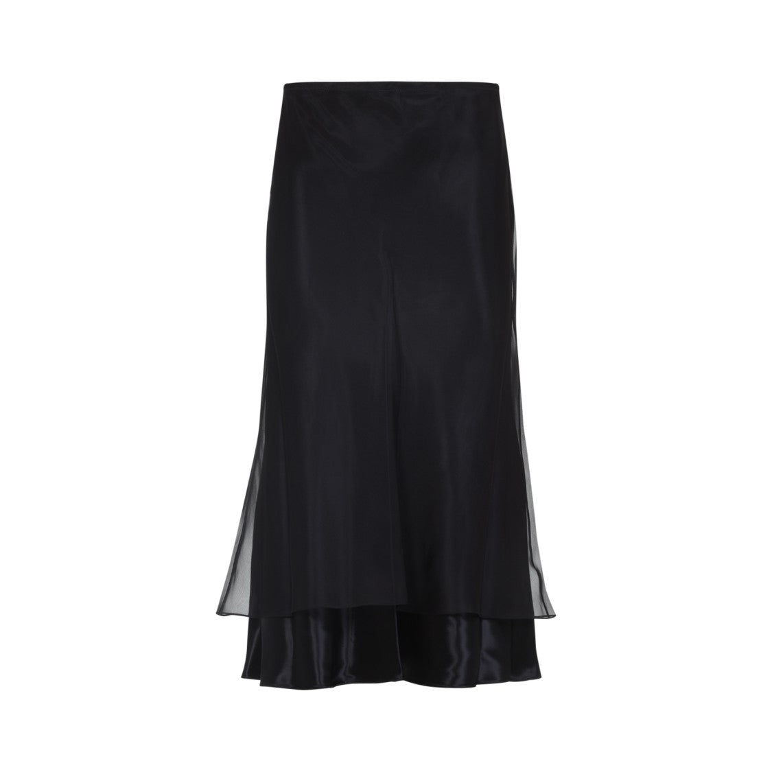 Khaite Layered Sheer And Lustrous Black Skirt