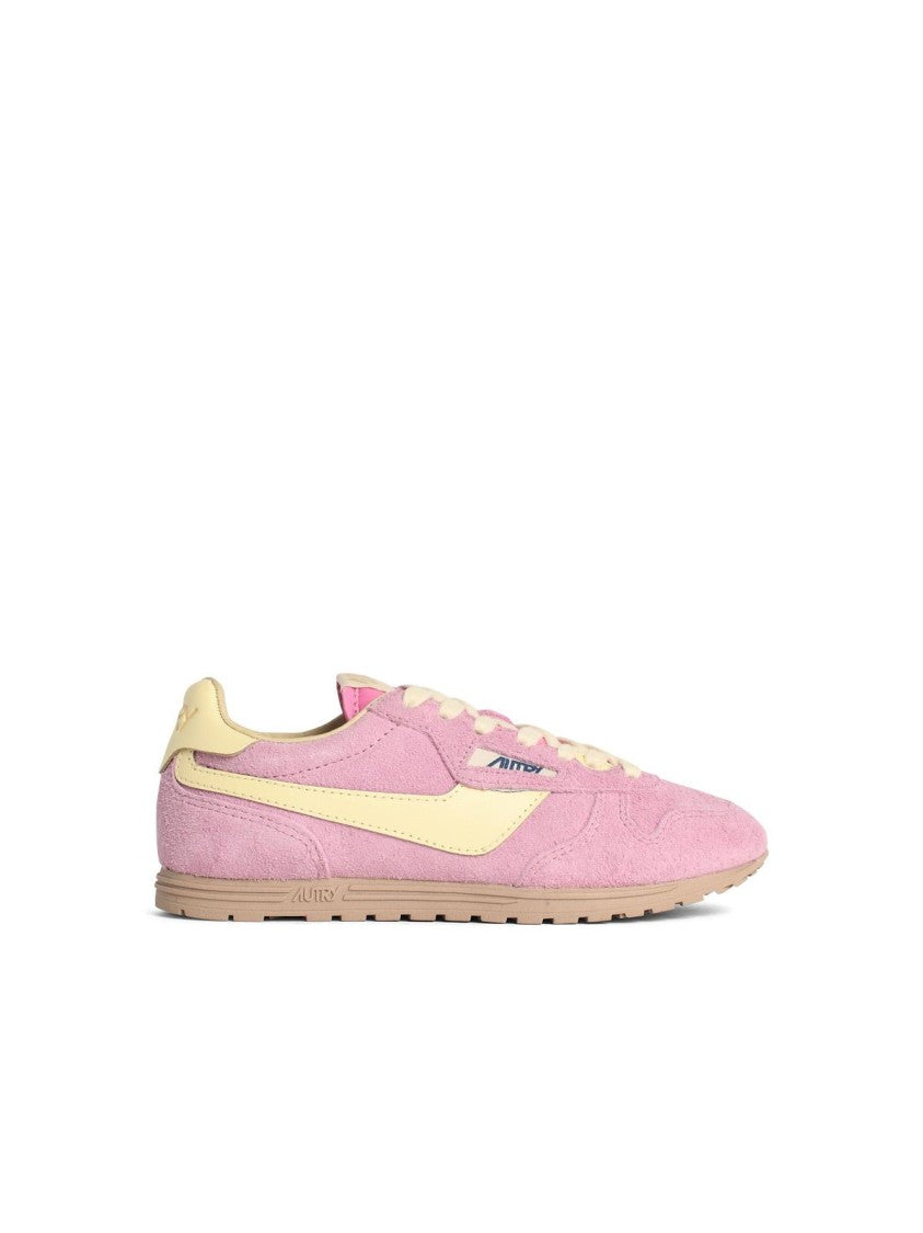 Autry 'Windspin Low' Pink Suede Blend Sneakers