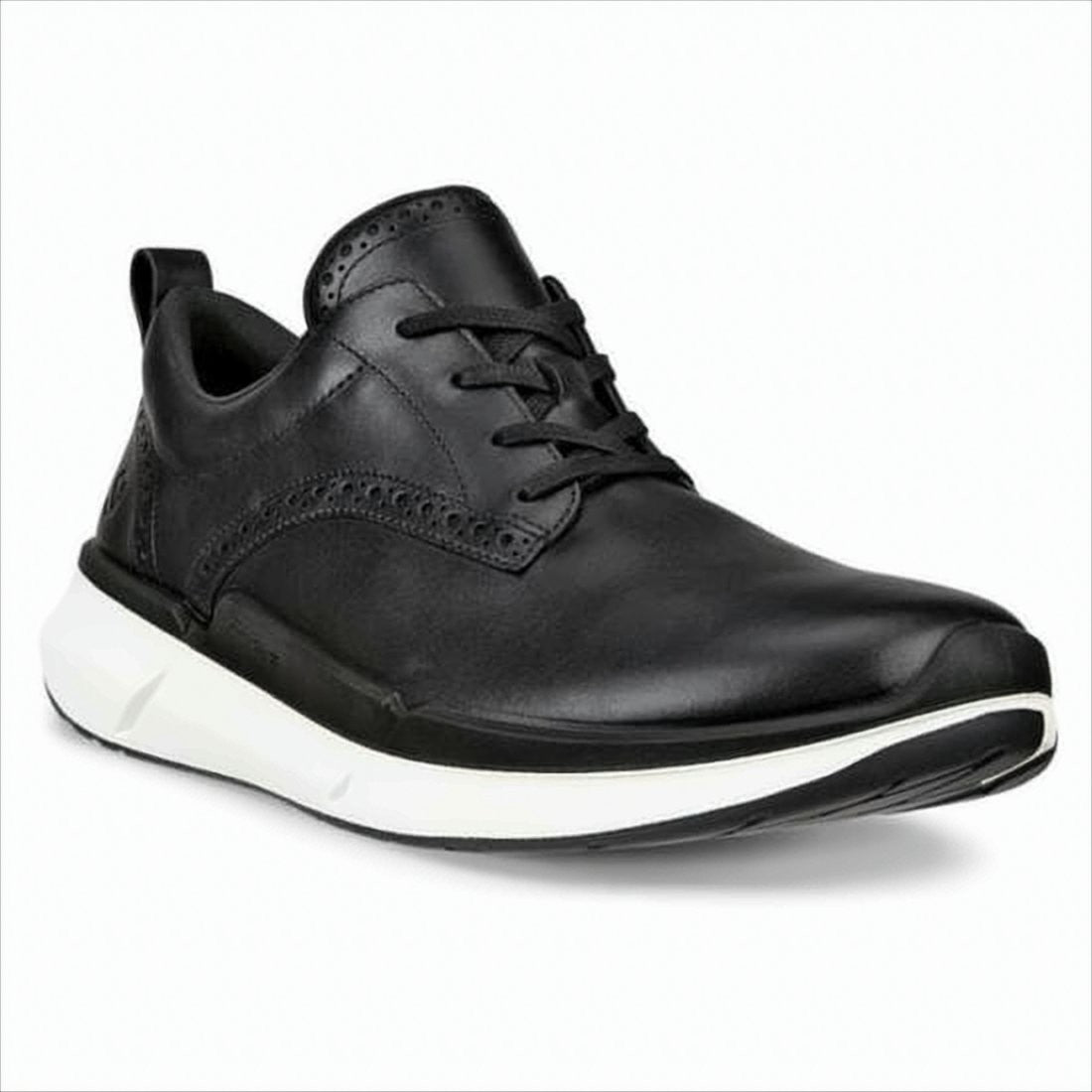 Ecco Black Leather Sneakers With Brogue Detailing