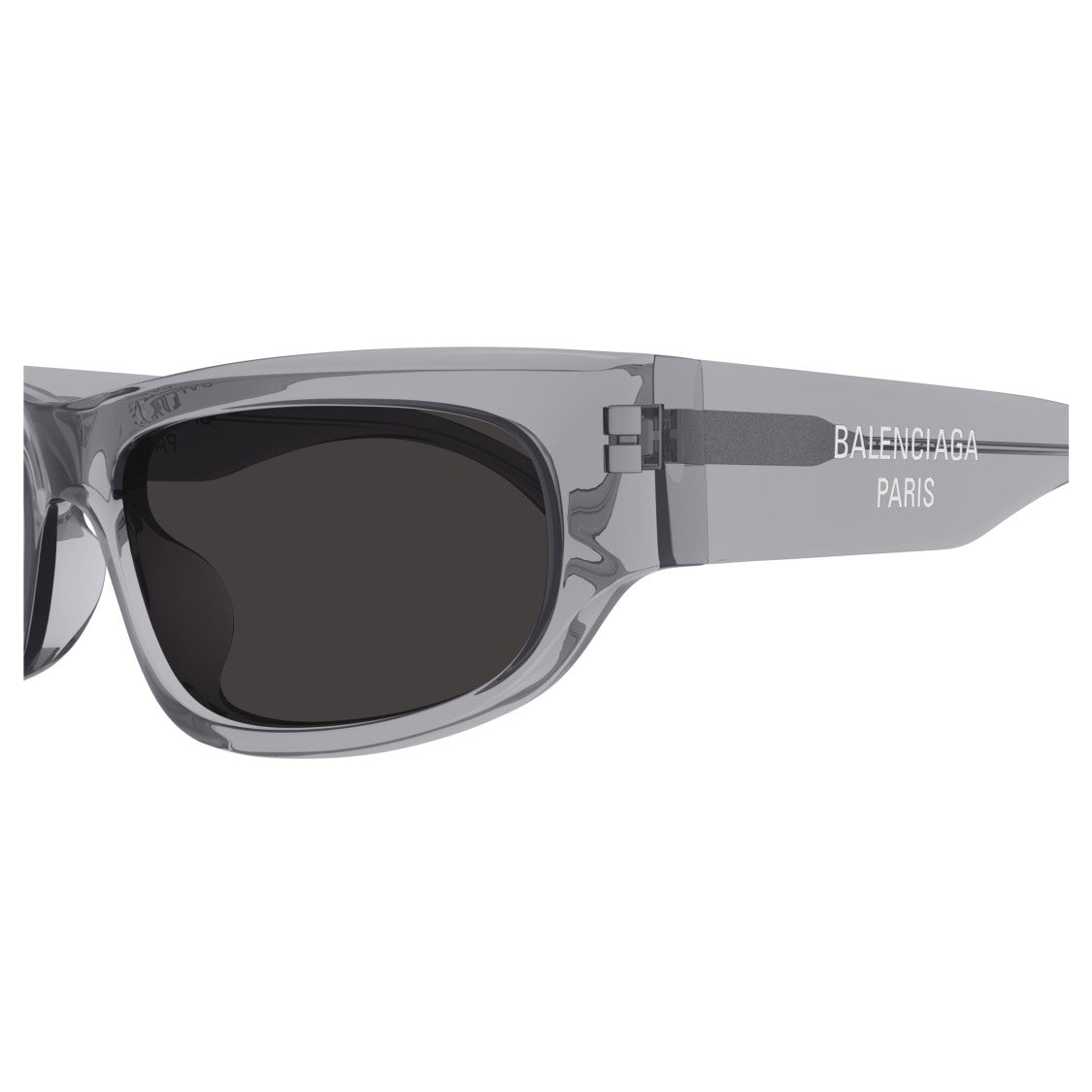 Balenciaga Bb0388s Translucent Smoky Grey Rectangular Sunglasses