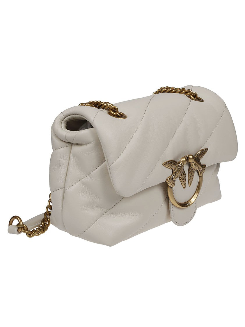 Pinko Love Mini Puff White Sheepskin Shoulder Bag