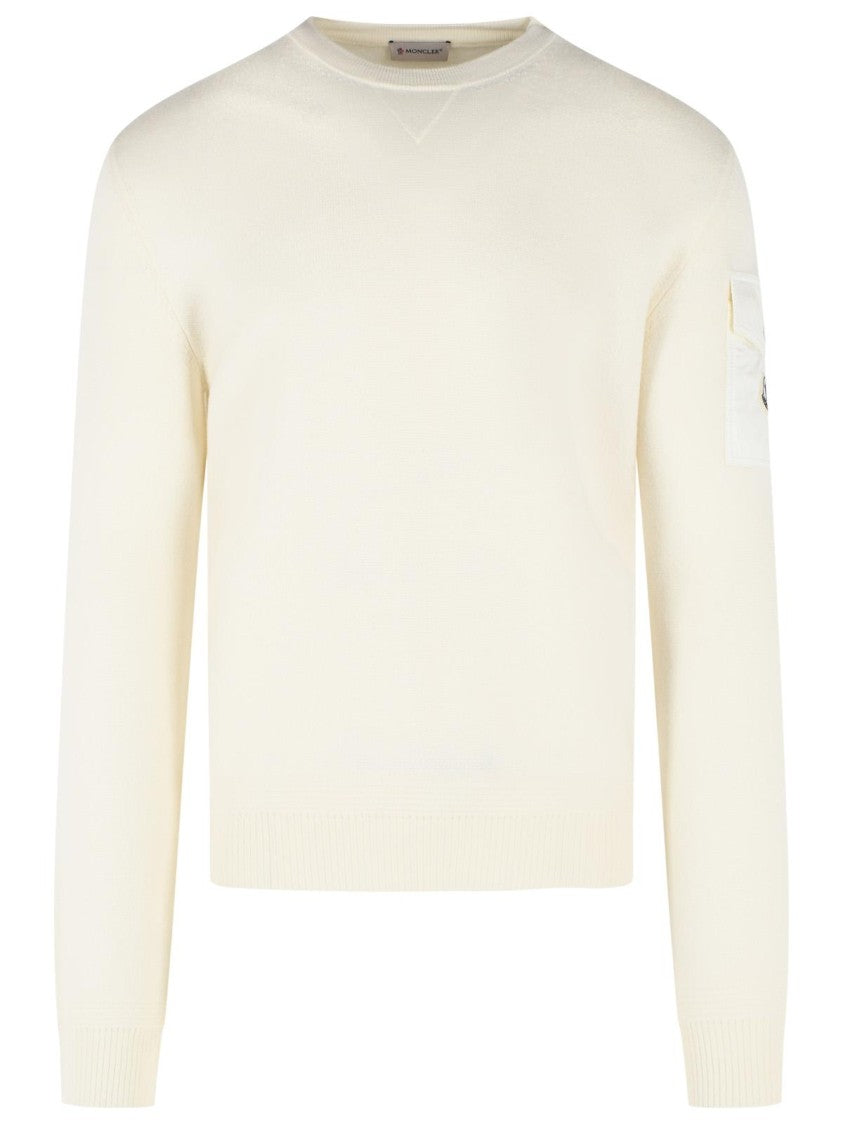 Moncler 'Tricot' Ivory White Virgin Wool Sweatshirt