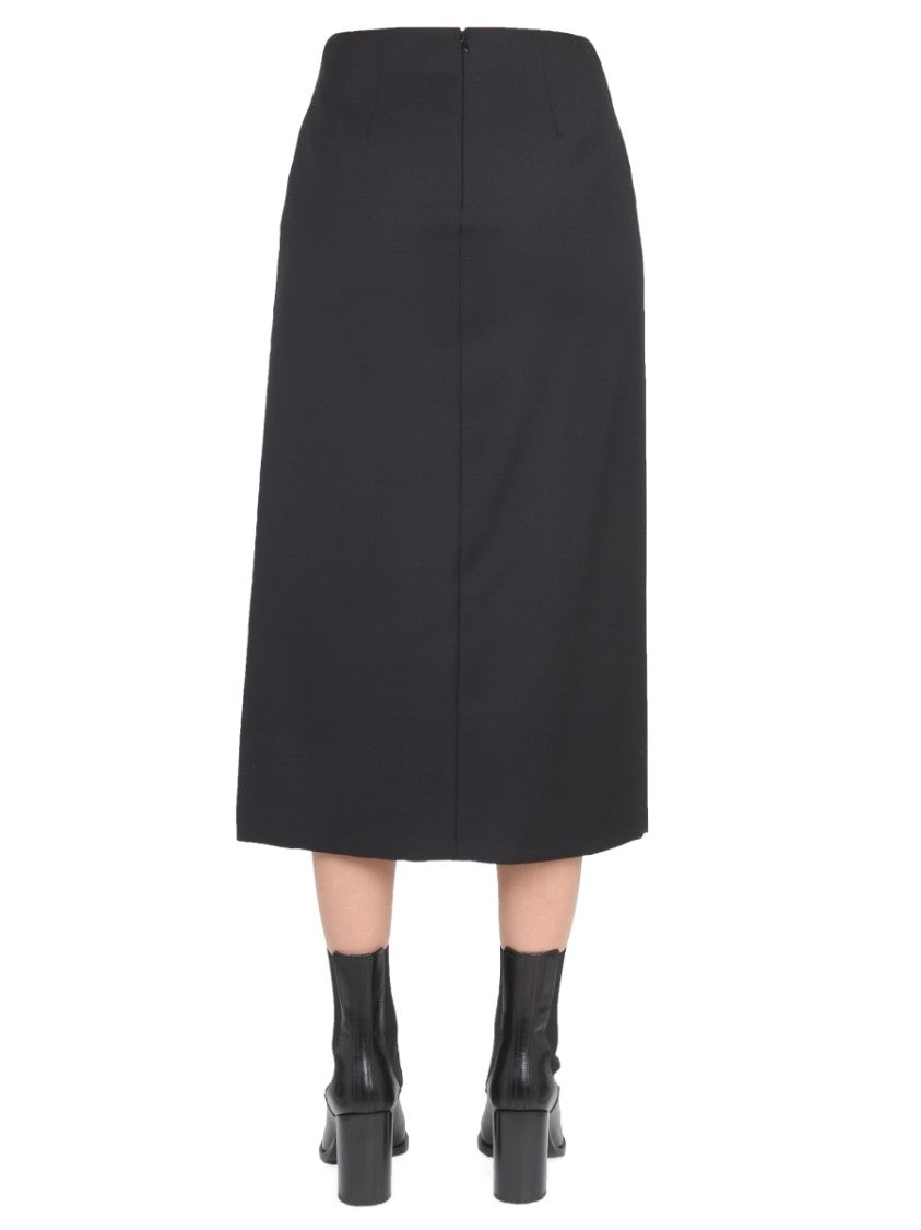 Alexander Mcqueen Midi Skirt With Bold Side Slit