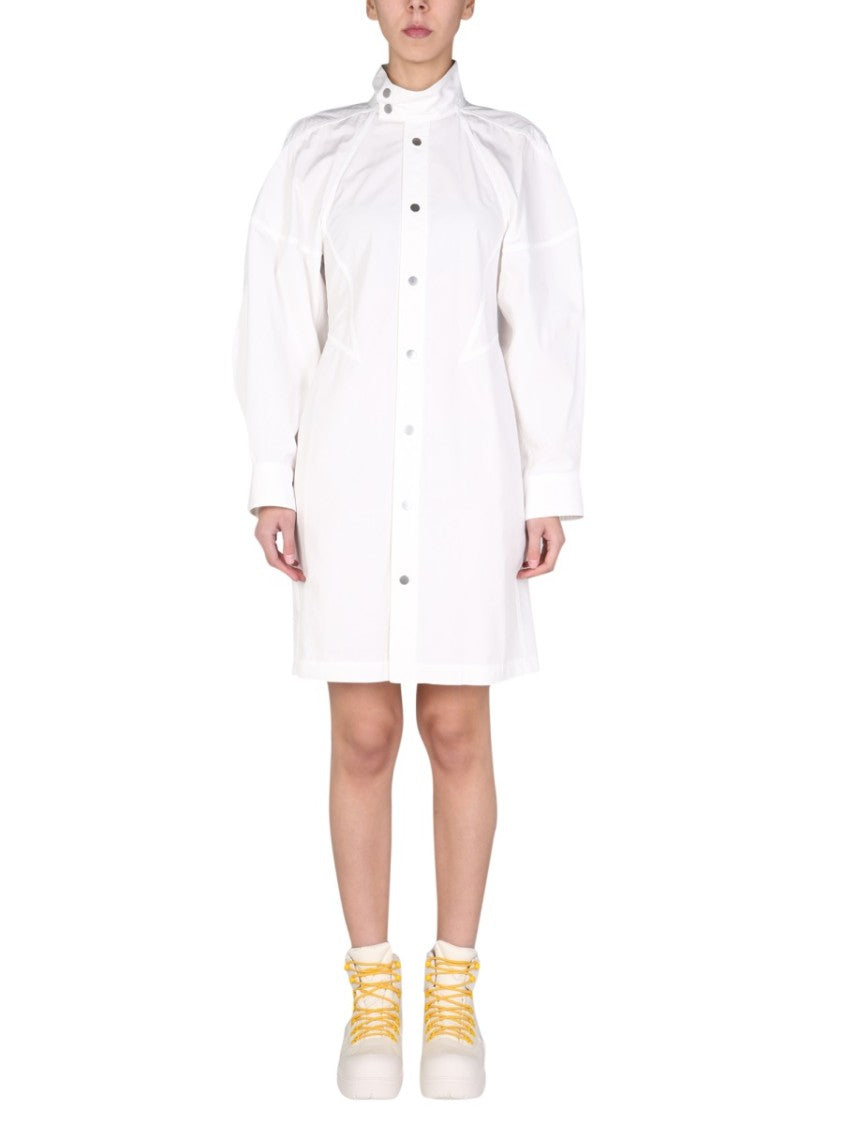 Bottega Veneta High Neck Midi Dress With Button Detailing