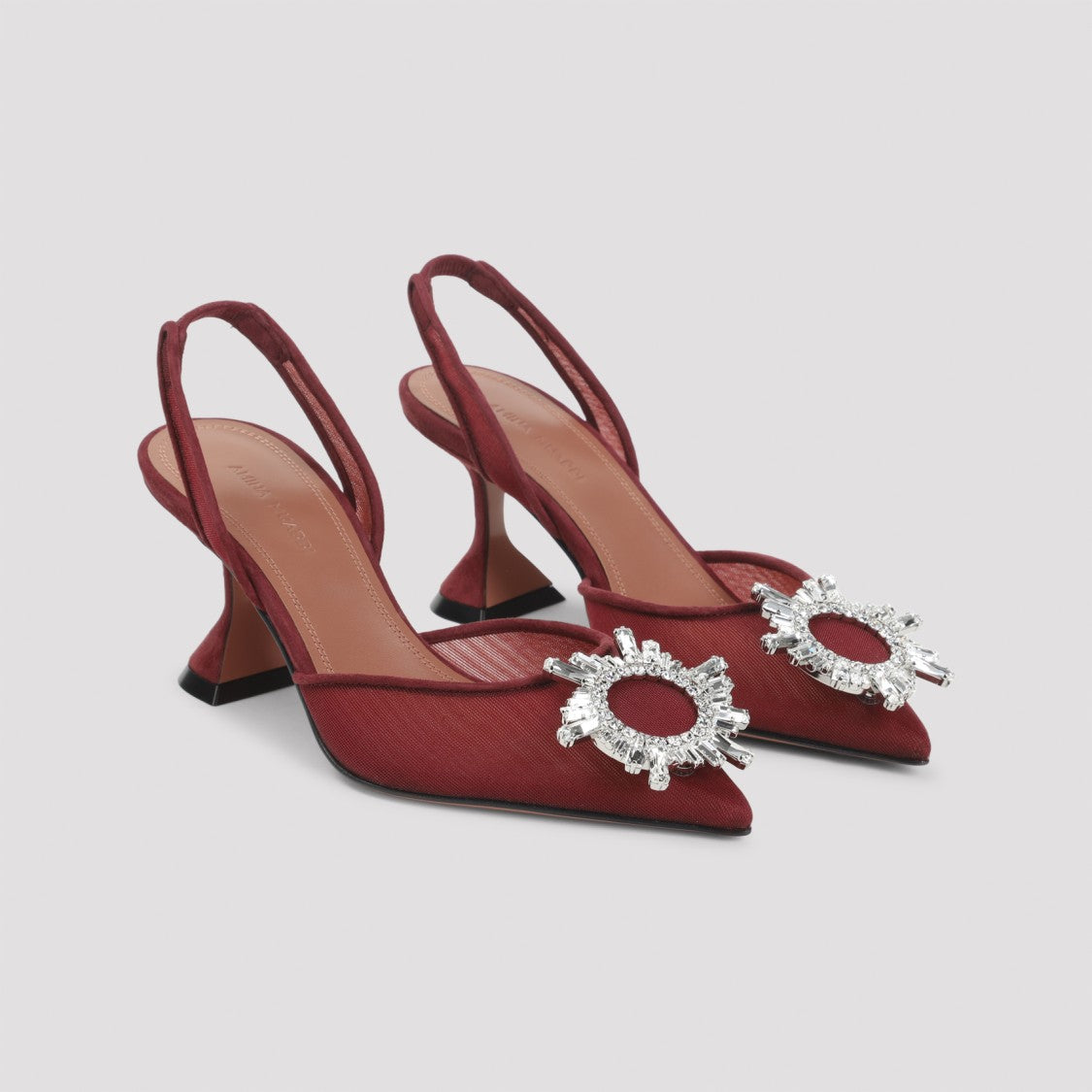 Amina Muaddi Sculpted Heel Pumps With Crystal Embellishment