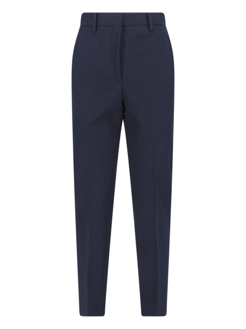 Incotex Navy Cotton Pants With Mid-Rise Waist