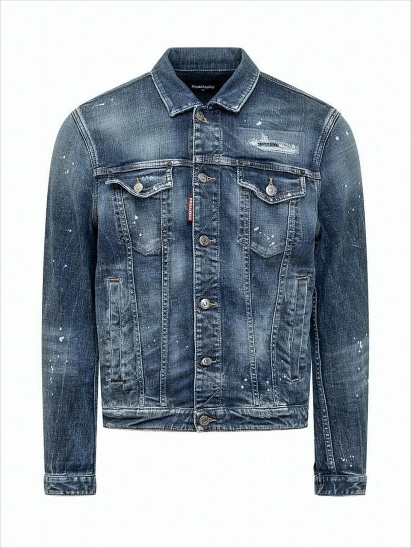 Dsquared2 Distressed Medium Blue Denim Jacket