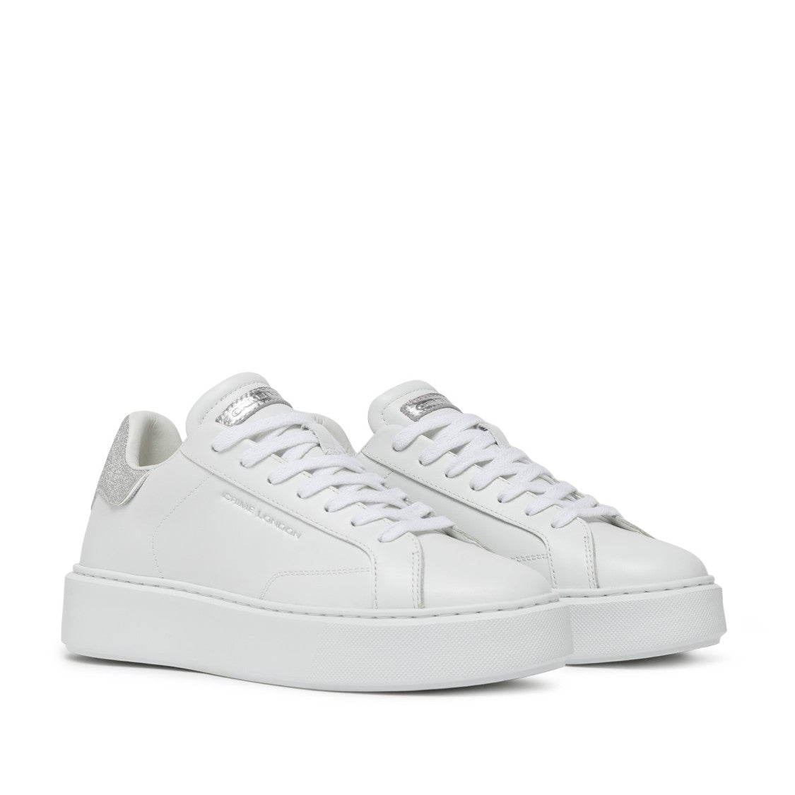 Crime London White Leather Sneakers