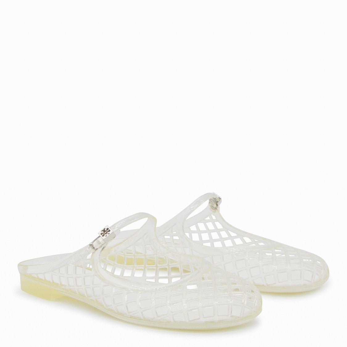 Tory Burch Clear And Silver Flats