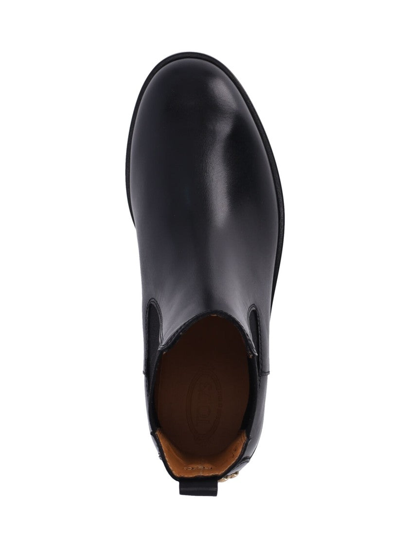 Tod's Gold-Stud Minimalist Leather Ankle Boots