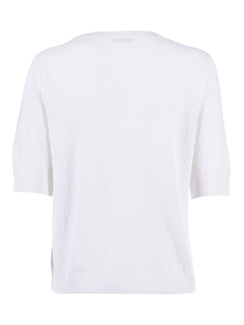 Kangra Cashmere Short Sleeve Micro Check Top