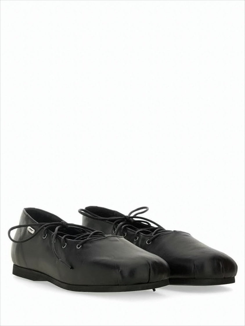 Our Legacy Minimalist Black Flats With Smooth Leather