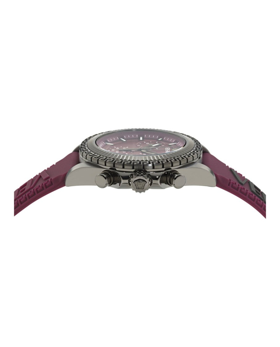 Versace Fornax Chronograph Watch With Burgundy Silicone Strap