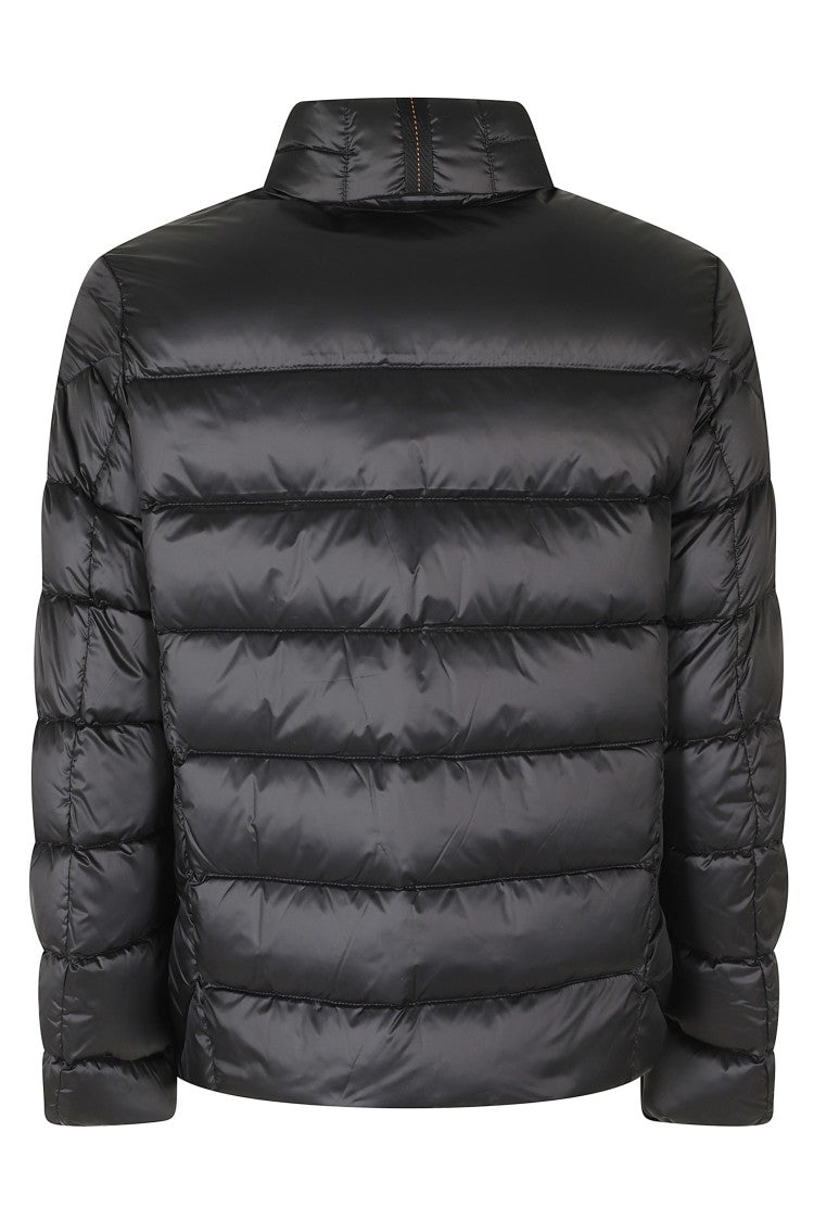 Parajumpers Short Puffer Jacket With High Neck And Yellow Drawstring