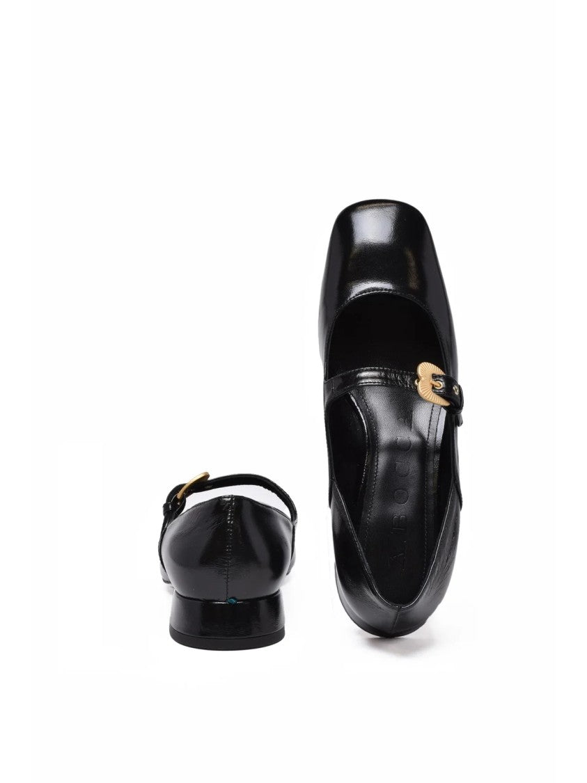 A. Bocca Black Leather Pointed Flats