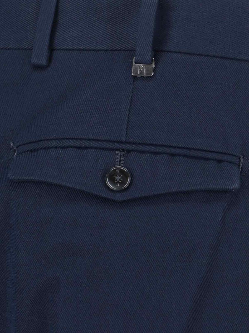 Pt Torino Mid-Rise Tailored Trousers With Pleats And Buttoned Pockets