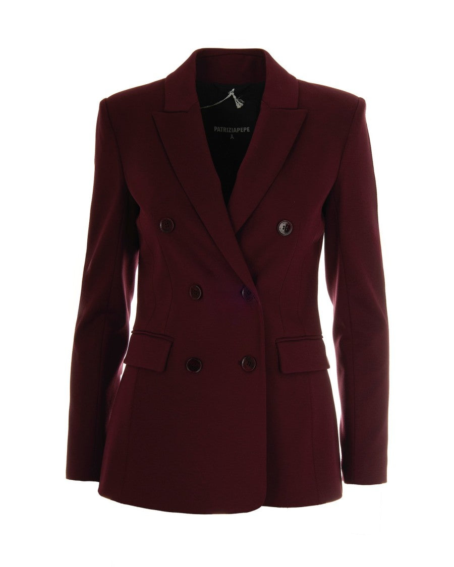 Patrizia Pepe Double-Breasted Jacket - Bordeaux