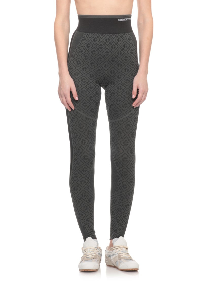 Casablanca Black Seamless Monogram Leggings