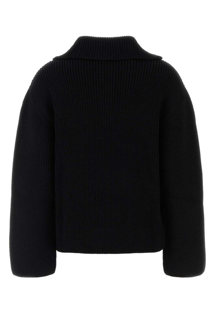Courrèges Ribbed Knit Oversize Sweater With Half-Zip And High Collar