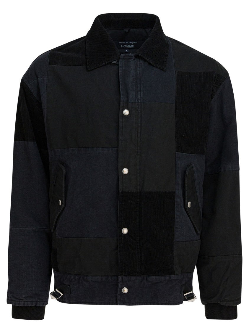 Comme Des Garçons Relaxed-Fit Black Patchwork Jacket With Functional Buckle Tabs