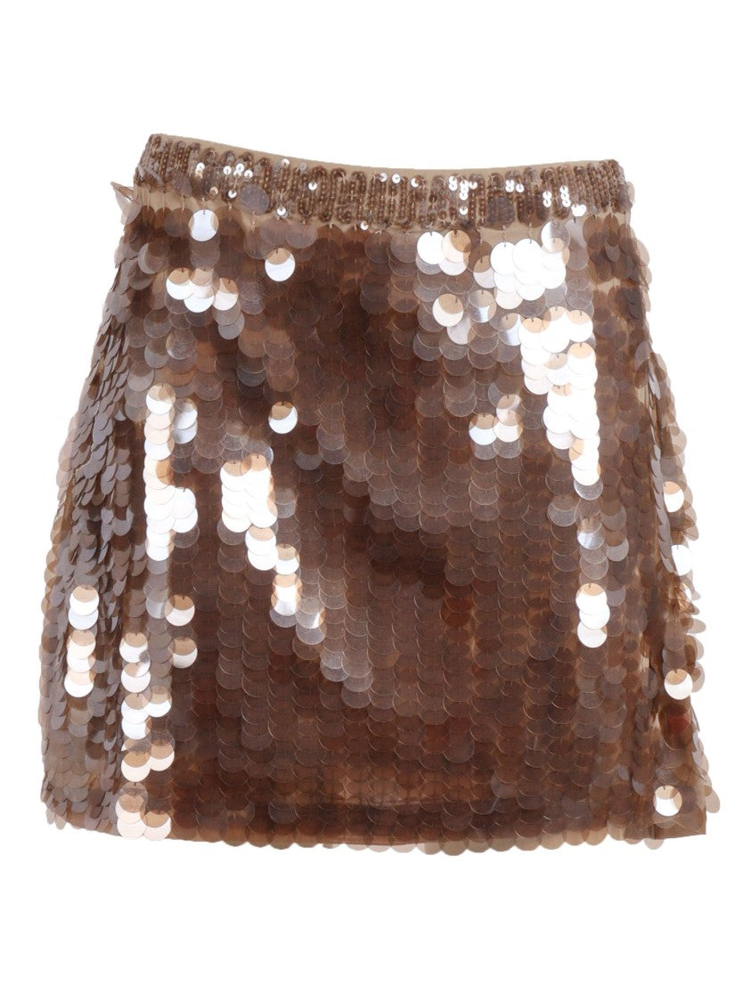 P.A.R.O.S.H. Shimmering Sequin Elastic Mini Skirt