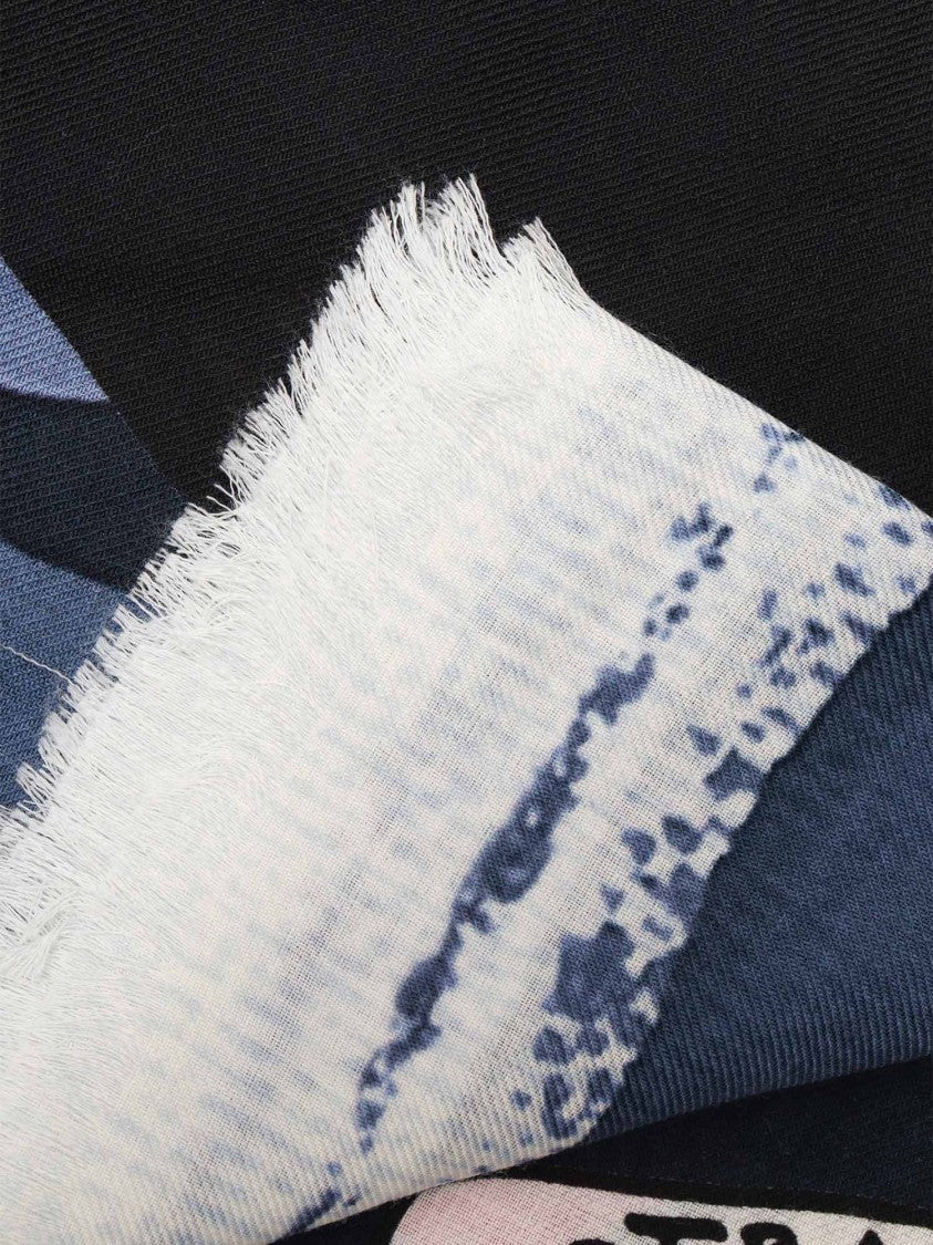 Destin Wool Square Scarf With Fringed Edges