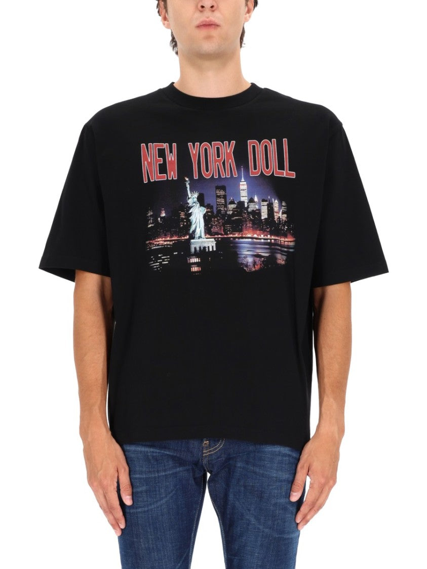 Dsquared2 Casual Cotton T-Shirt With Nighttime Cityscape Print