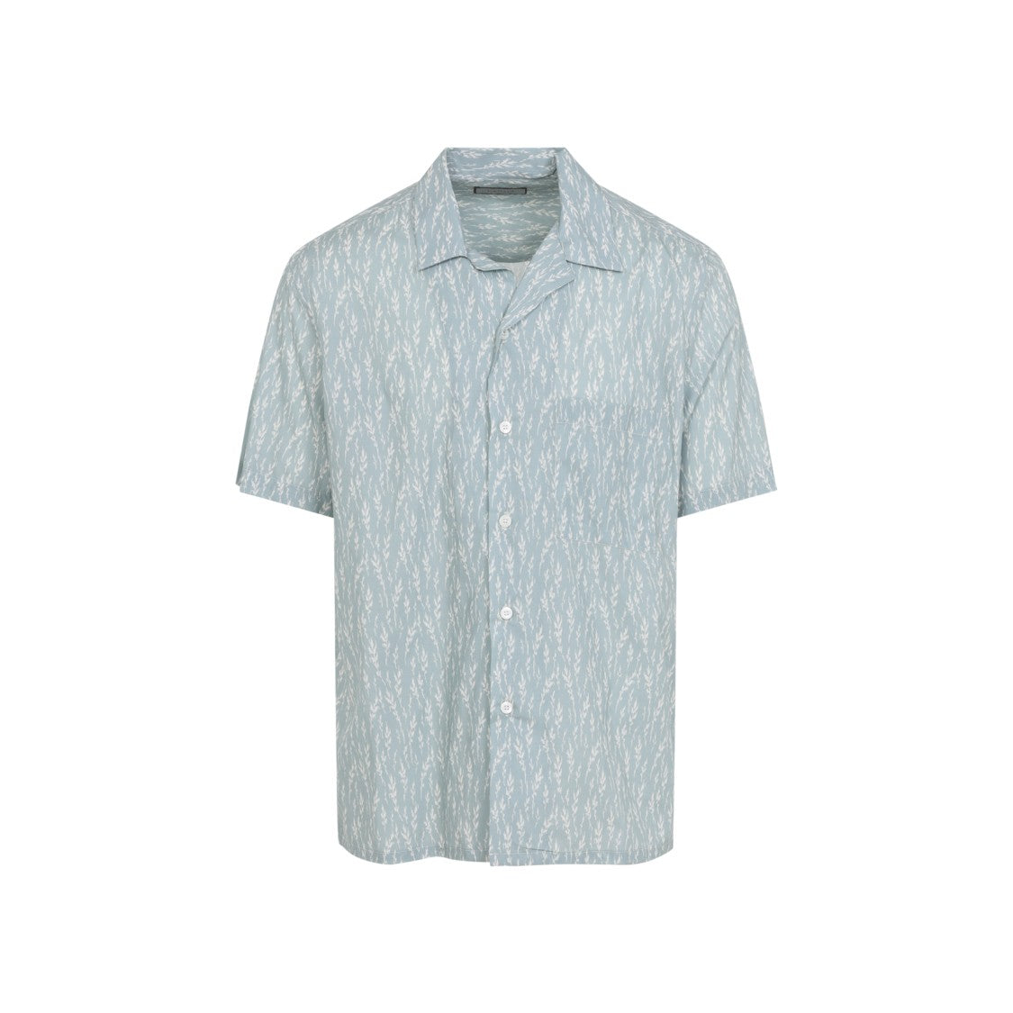 Canali Short-Sleeve Abstract Pattern Shirt In Soft Green