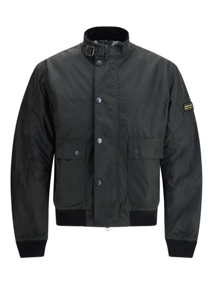 Barbour Cropped Wax Jacket With High Collar And Flap Pockets