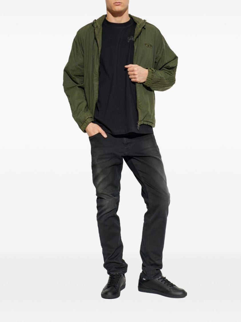 Diesel Green Logo Detail Hooded Zip Jacket