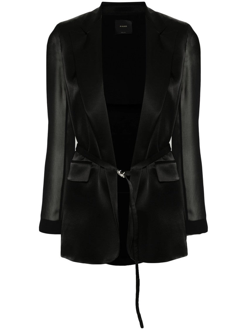 Pinko Tailored Black Blazer With Tie Belt