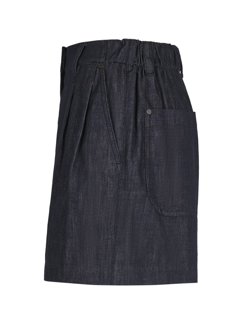 Brunello Cucinelli High-Waisted Denim Shorts With Tailored Pleats