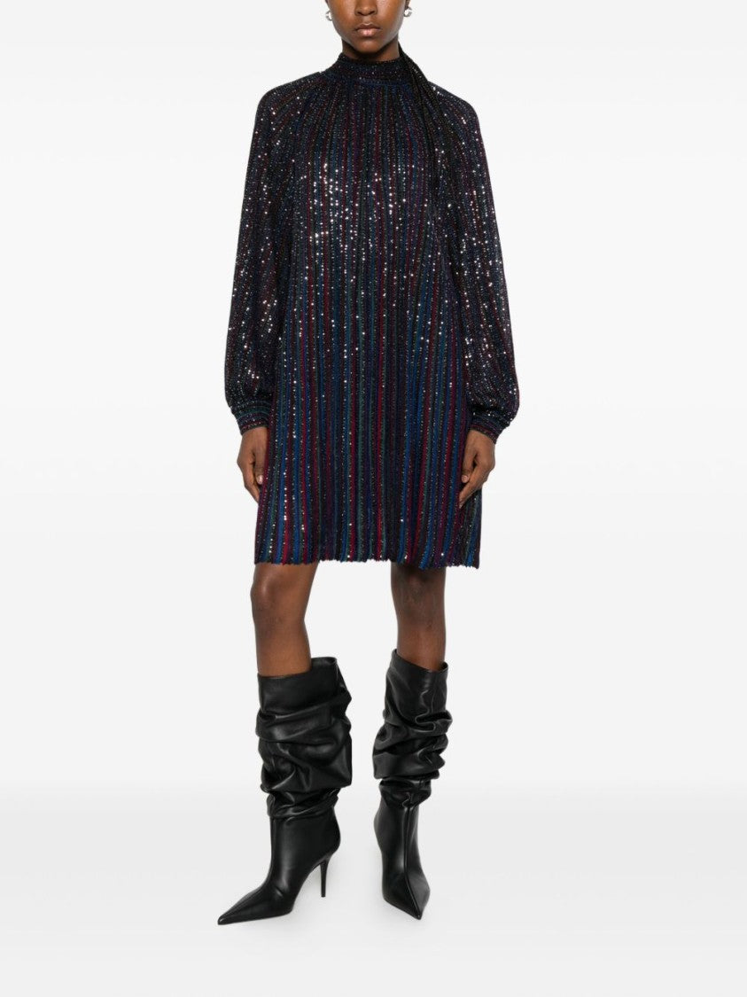 Missoni Sheer Pleated Black Mini Dress