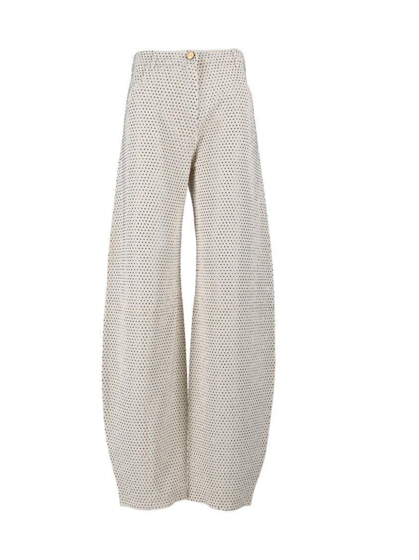 Elisabetta Franchi High-Waisted Dot Pattern Wide-Leg Pants