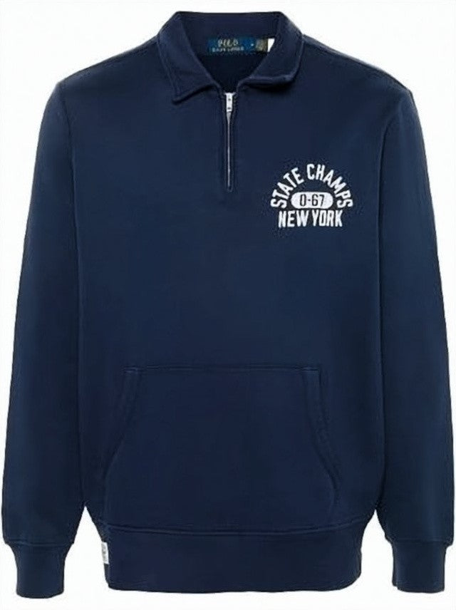 Polo Ralph Lauren Zip-Up Knit Top With Classic Collar And Kangaroo Pocket